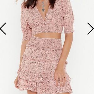 pink skirt and top set